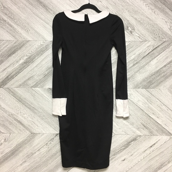 NEW! Black Midi Dress With White Collar Contrast - Picture 7 of 7